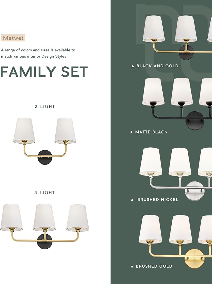 Bathroom Light Fixtures, 3-Light Wall Sconce, Modern Sconces Wall Lighting - Image 7