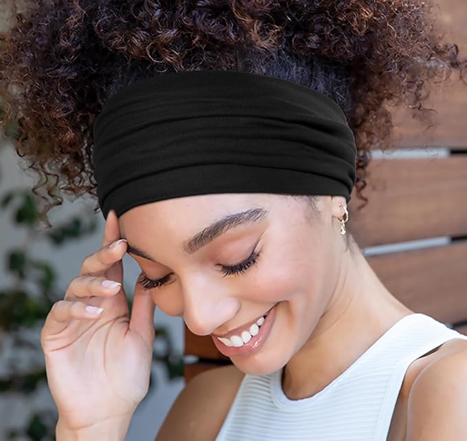 Huachi Wide Headbands for Women Non Slip Thick Womens Headbands Boho Elastic - Image 2
