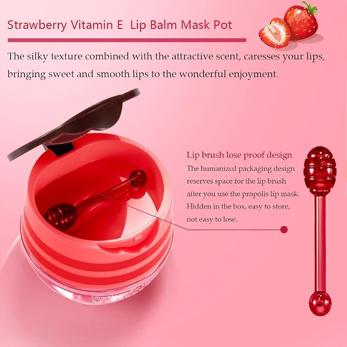 Bee Lip Balm Honey Pot, Fruit Moisturizing Propolis Lip Mask, Lip Mask - Image 2