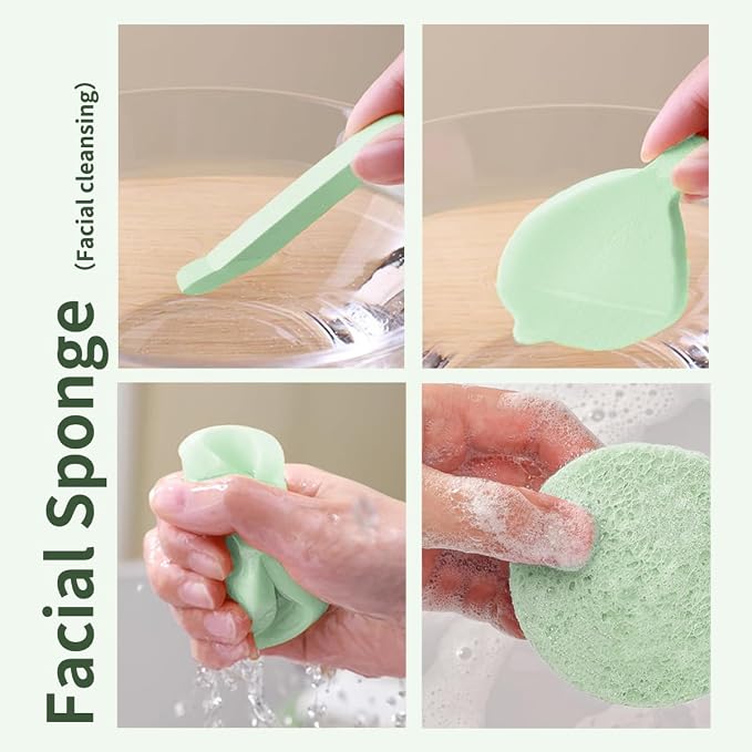 LeMeeOly Gua Sha Facial Tools Stainless Steel & Compressed Facial Sponges - Image 2