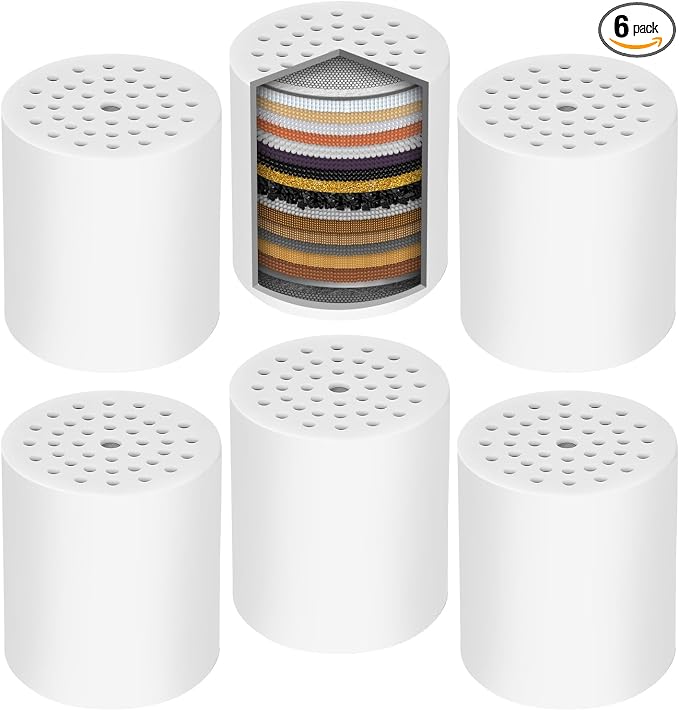 Universal Shower Filter Replacement Cartridge, 6 Pack 20 Stage Shower Head by GINOOJY