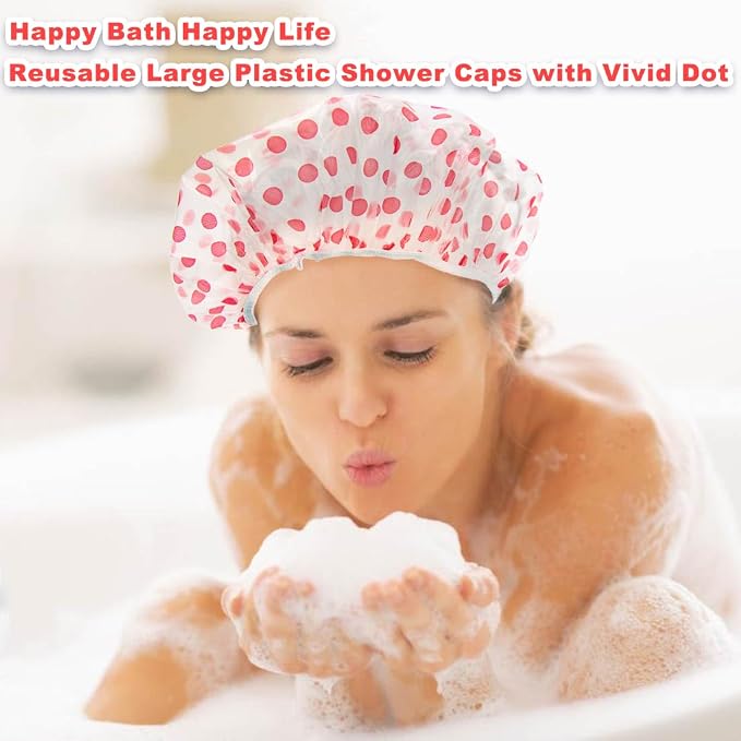 18Pcs Plastic Shower Caps for Women Reusable Waterproof Bath Caps Bathing Hair - Image 7