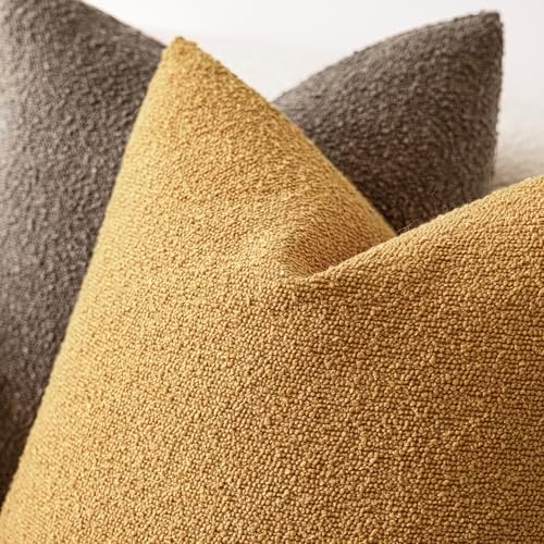 Foindtower Cozy Textured Boucle Lumbar Throw Pillow Covers 12x20 Sunflower - Image 4