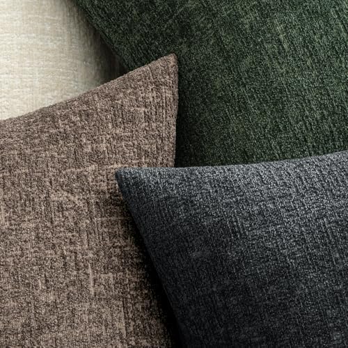 MIULEE Couch Pillow Covers Textured Chenille Home Decor 20x20 Dark Grey - Image 3
