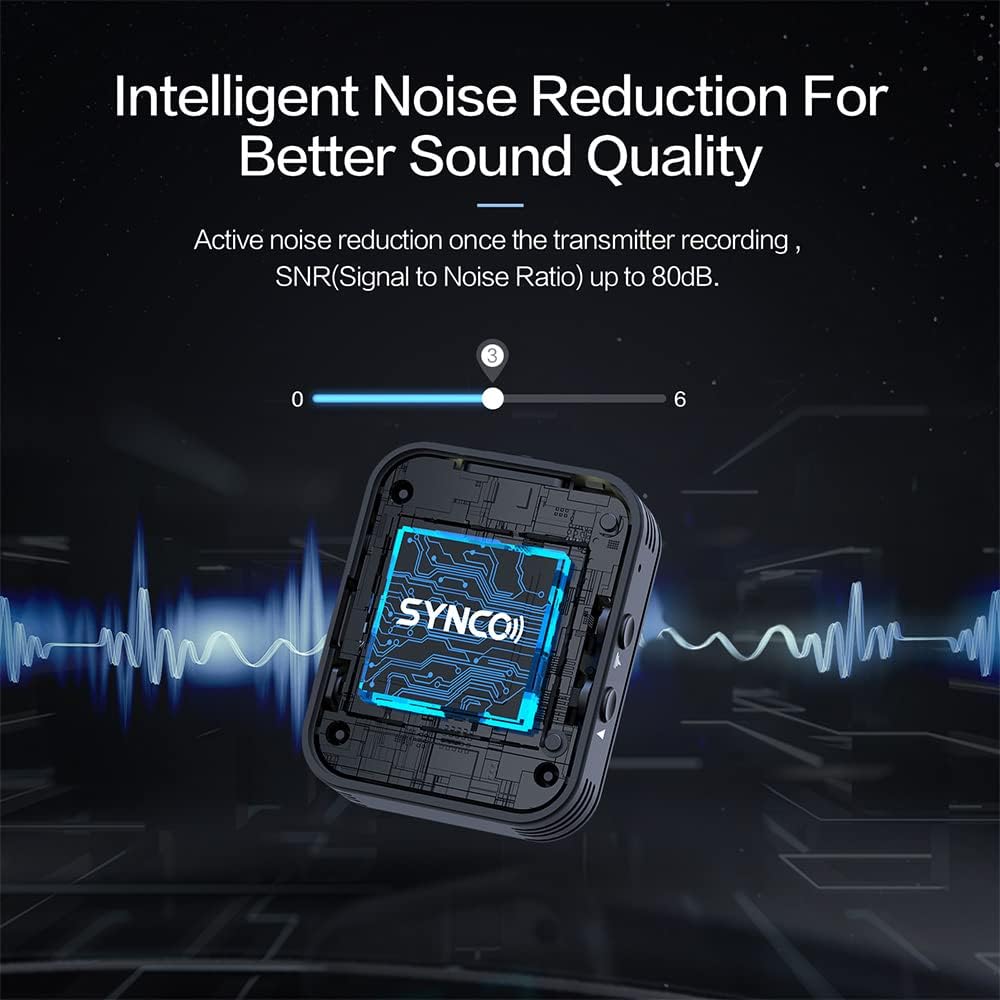 SYNCO G2A2 Pro Microphone, Wireless Lavalier Microphone, 200m (656 ft) Range, 8 Hours Life, Compatible PC, Smartphone, DSLR, for Outdoor Video, News interview, Vlogs