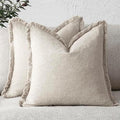 Foindtower Decorative Linen Fringe Throw Pillow Covers 24×24 Inch by Foindtower