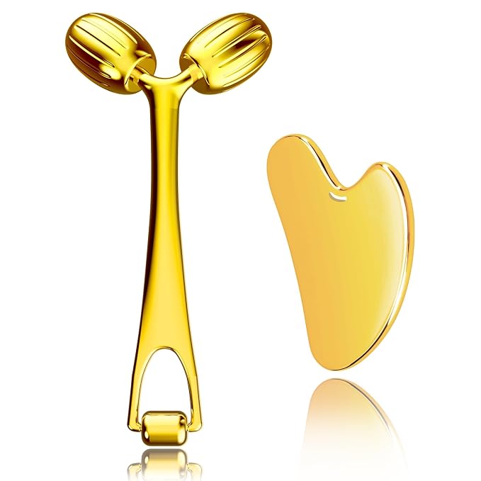 Yeamon Gua Sha Facial Tools and Face Roller Set, Facial Massage Tool by Yeamon