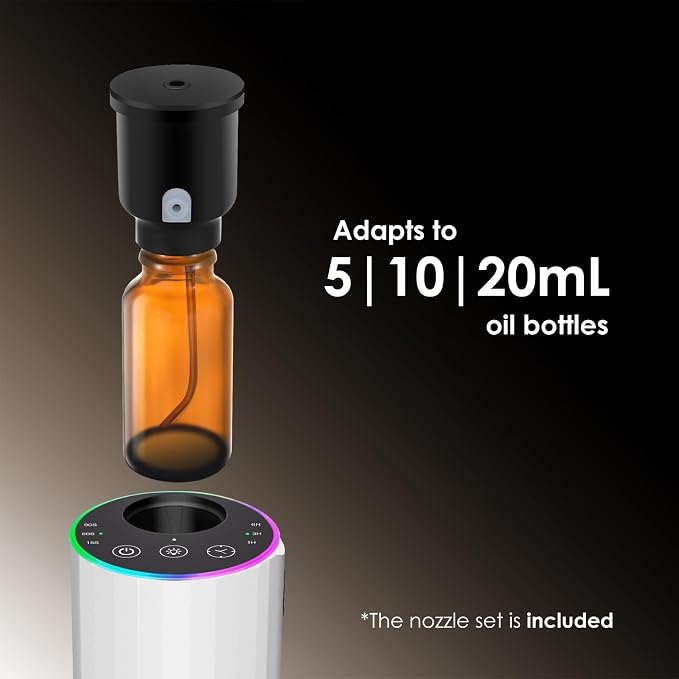 Waterless Essential Oil Diffuser, 7 Colors LED Light, Battery Powered Mini - Image 2