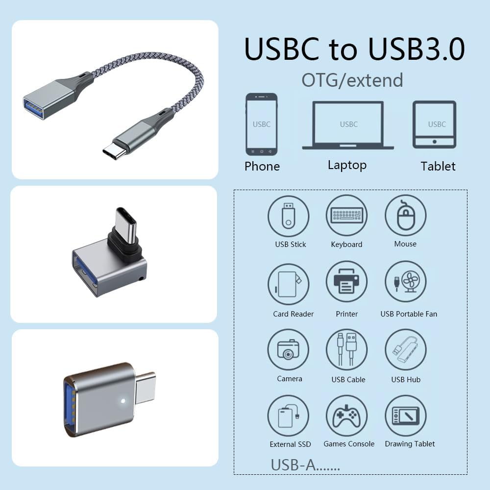 3Pcs Upgraded USB C to USB Adapter, High-Speed Data Transfer, USB Converter,USB C Male to USB 3.0 Female OTG Adapter for Apple 16 15, Mac, Tablet, Notebook, and More Type C Devices