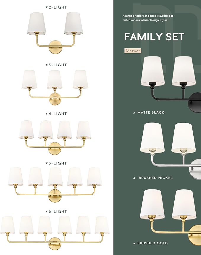Bathroom Light Fixtures, 42 Inch Brushed Gold Vanity Lights - Image 5