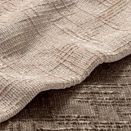 MIULEE Chenille Textured Lumbar Throw Pillow Covers Oatmeal 12x20 Set of 2 - Image 2
