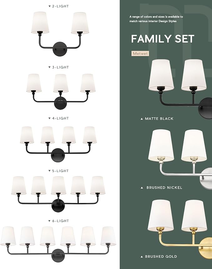 Bathroom Light Fixtures, 42 Inch Matte Black Vanity Lights - Image 7
