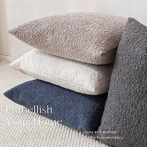 Foindtower Decorative Textured Boucle Throw Pillow Cover 22x22 Neutral Grey - Image 6