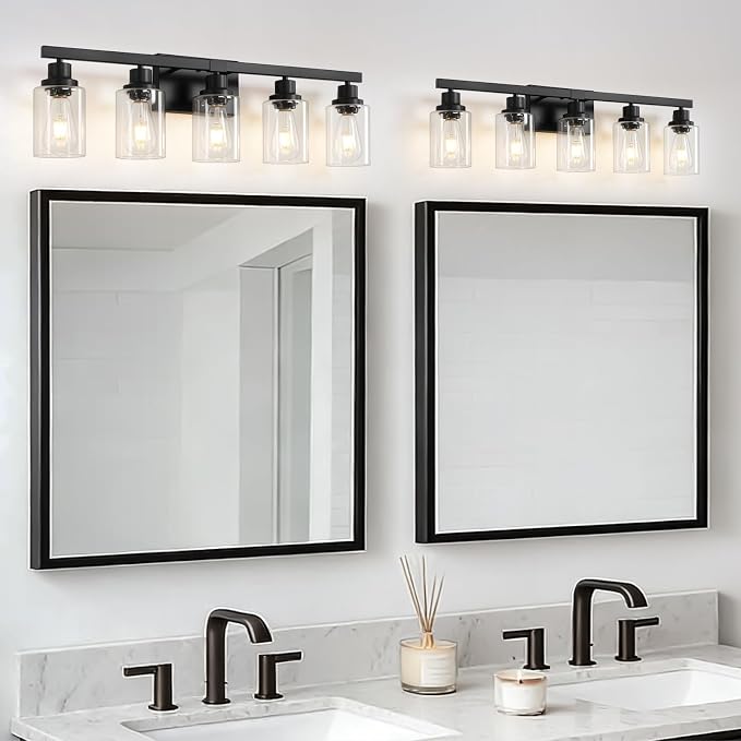 5-Light Black Bathroom Vanity Light, Modern Vanity Lighting Fixture - Image 5