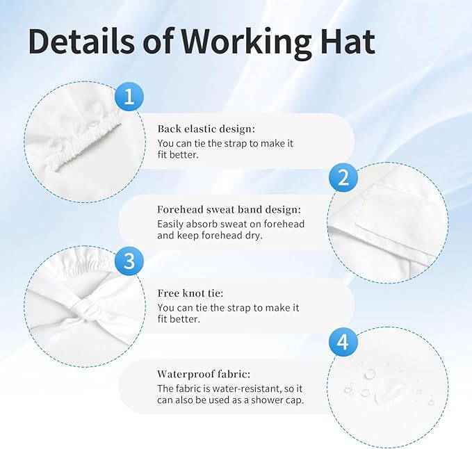Working Cap Scrub Caps with Sweatband Adjustable Tie Back Hat Nurse Surgical - Image 6