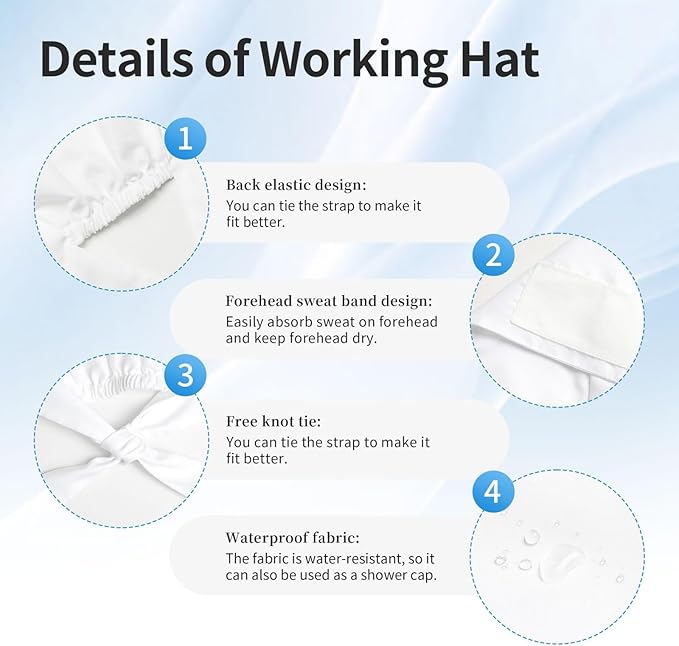 Working Cap Scrub Caps with Sweatband Adjustable Tie Back Hat Nurse Surgical - Image 3