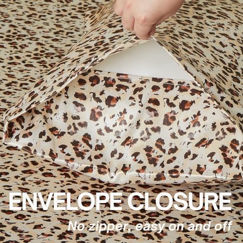 Terrazzo Leopard Print Pillow Cases, Standard Cheetah Satin Pillowcase - Image 4