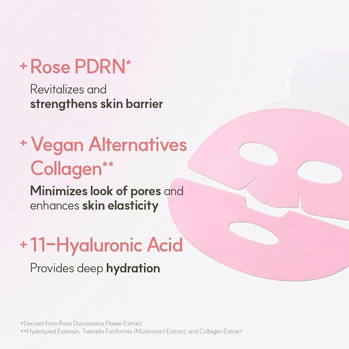 The Face Shop Rose PDRN Pink Collagen Face Mask, Korean Glass Skin Essential - Image 4