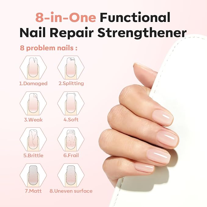 modelones Nail Strengthener and Growth Jelly Nude Pink Nail Polish Nail - Image 2