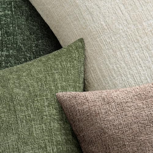 MIULEE Couch Pillow Covers Textured Chenille Home Decor 18x18 Beige - Image 3