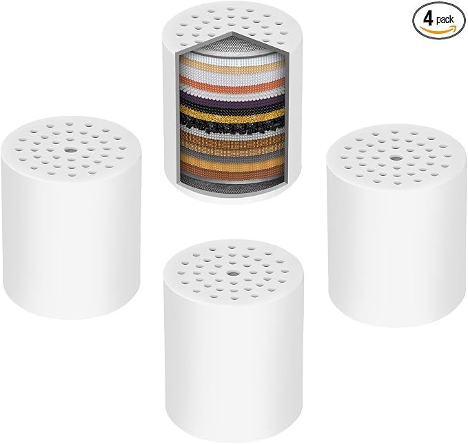 Universal Shower Filter Replacement Cartridge, 4 Pack 20 Stage Shower Head by GINOOJY