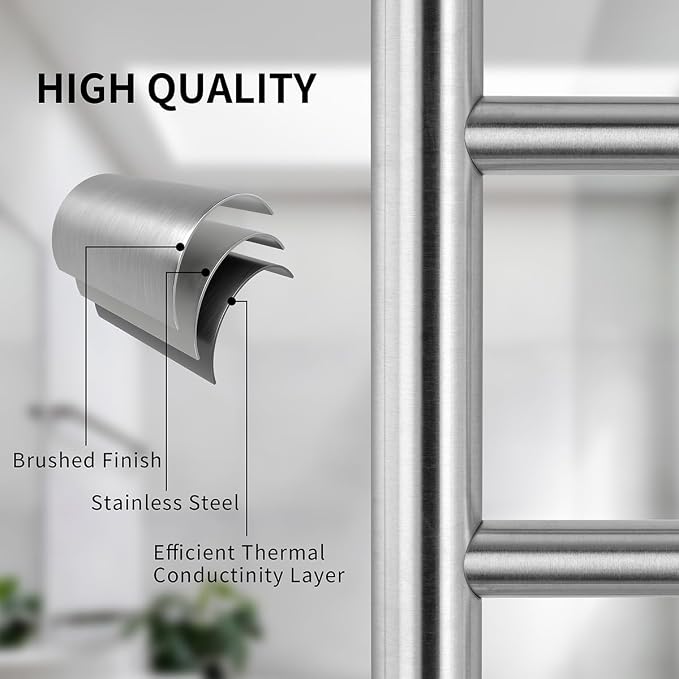 Freestanding Towel Warmer 10 Bars Plug-in Option 3 Working Modes Brushed - Image 2
