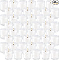 Set of 48 White Votive Candles, Unscented Candles Filled in Clear Glass by YIH