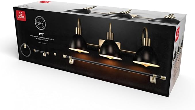GLOBE Electric 63000058 5-Piece All-in-One Bathroom Accessory Set, Brass & Black - Image 11