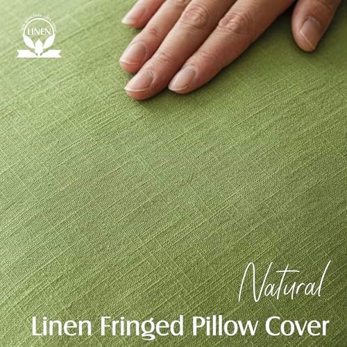 Foindtower Decorative Linen Fringe Throw Pillow Covers 22×22 Lush Green - Image 2