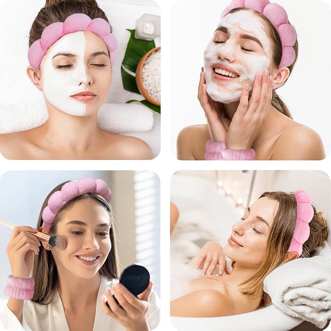 Tetizo Spa Headbands for Washing Face Wristband Set Sponge Makeup Skincare - Image 3