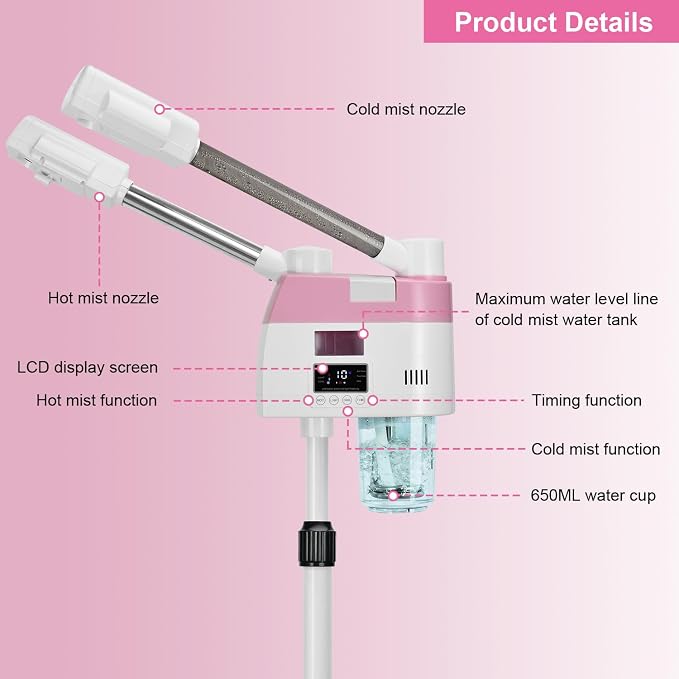 Professional Facial Steamer, 2 in 1 Facial Steamers - Image 2