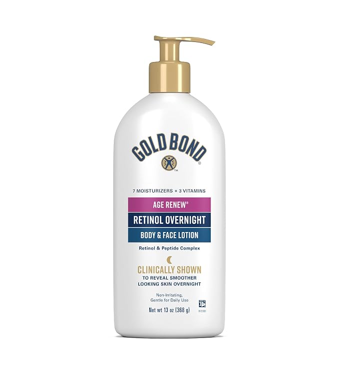 Gold Bond Age Renew Retinol Overnight Body & Face Lotion, 13 Oz, Anti-Aging by GoldBond