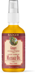 Badger Ginger Massage Oil, 100% Organic Massage Oil, w/Arnica Oil & Cayenne by Badger