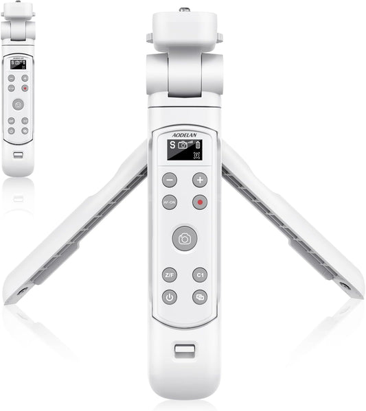 AODELAN for Sony Camera Tripod with Rechargeable Wireless Shutter Release,Shooting Grip Remote Control Handle for ZV-E10,ZV-1F,ZV-1,A7C,A7III,A7R IV,A6100,A6400,A6700,FX30,A9 II,DSC-RX0 II(White)