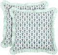 Ridhi Block Print Aquamarine Blue Throw Pillow Cover 20" x 20" Decorative by Ridhi