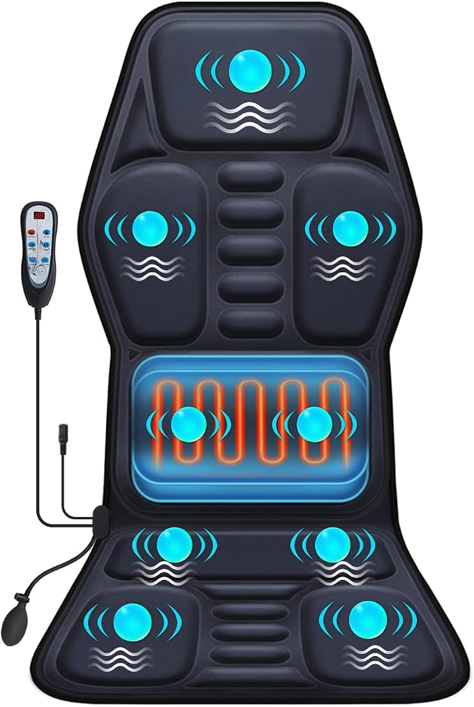 Massage Seat Cushion Pad with Heat 9 Massage Style Lumbar Support Function by Unknown