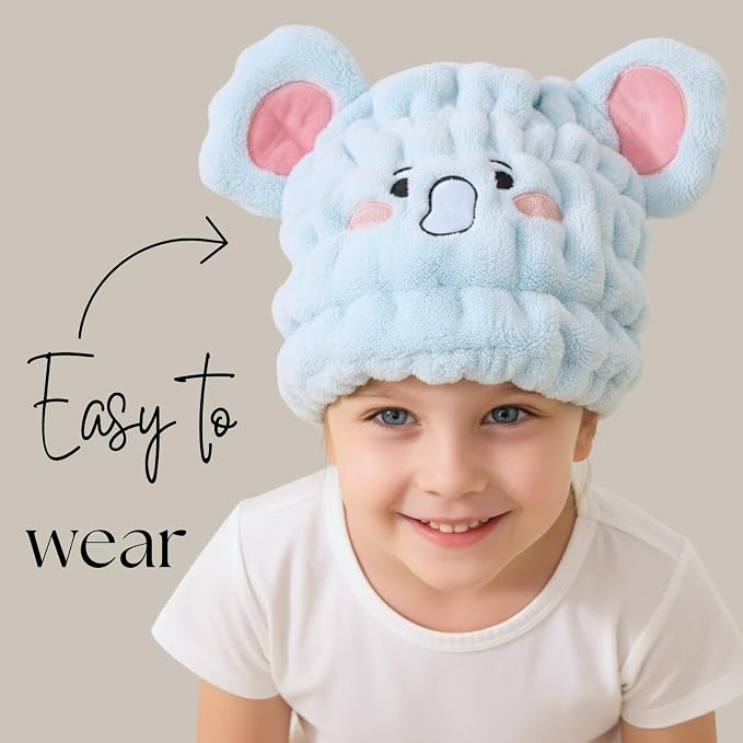 Microfiber Hair Towel Wrap for Kids, Absorbent Quick Girls Boys Hair Drying - Image 2