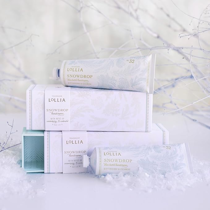 LOLLIA Snowdrop Handcreme, 4 oz, 113 g, Winterberry & Cashmere Fragrance - Image 6