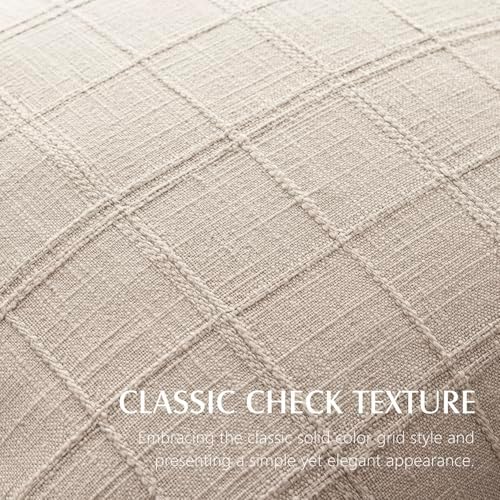 Foindtower Set of 2 Decorative Linen Check Fringe Throw Pillow Covers Farmhouse - Image 2
