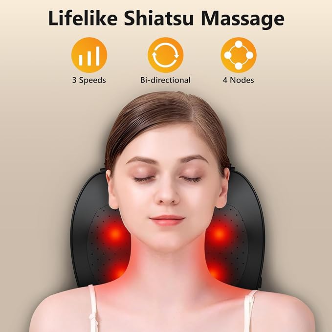 iKristin Back Massager with Heat, Shiatsu Neck Back Massager Pillow, Deep - Image 2
