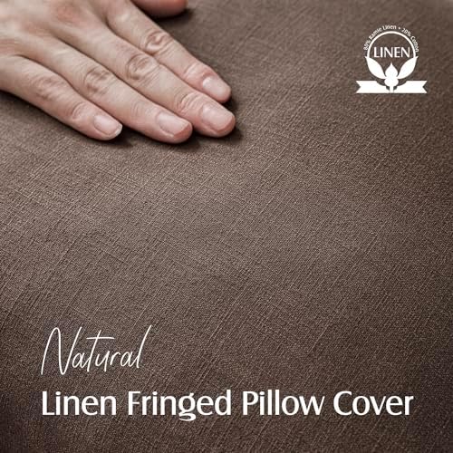 Foindtower Boho Linen Fringe Lumbar Throw Pillow Covers 12×20 Reddish Brown - Image 2