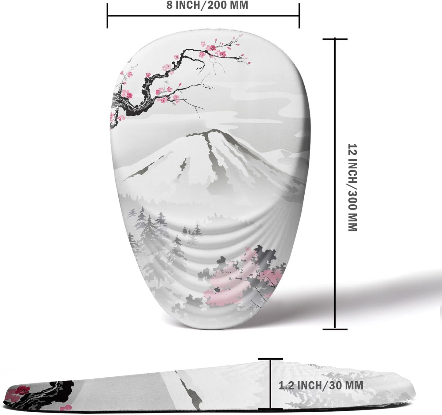 Ergonomic Mouse Pad with Wrist Support, Japanese Sakura Mouse Pad Wrist Rest Design and Non-Slip PU Base, Desktop Mousepads for Pain Relief, Desk, Computer, Office & Home, Fujiyama