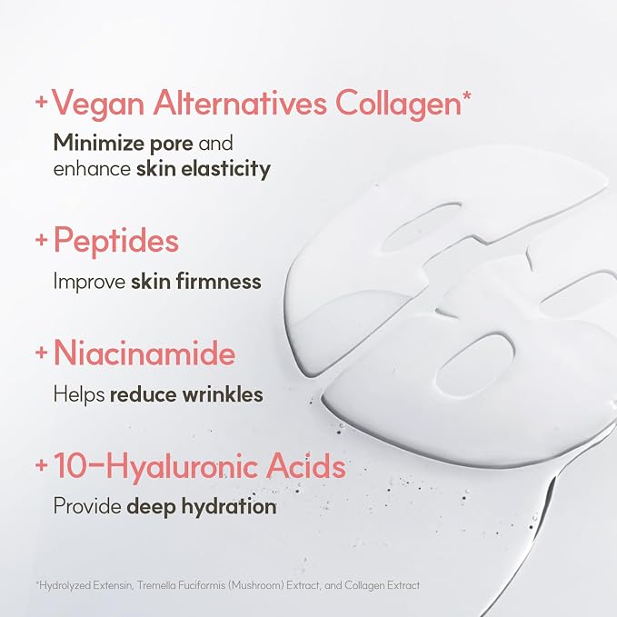 THE FACE SHOP Original Vegan Collagen Face Mask, Korean Glass Skin Essential - Image 4