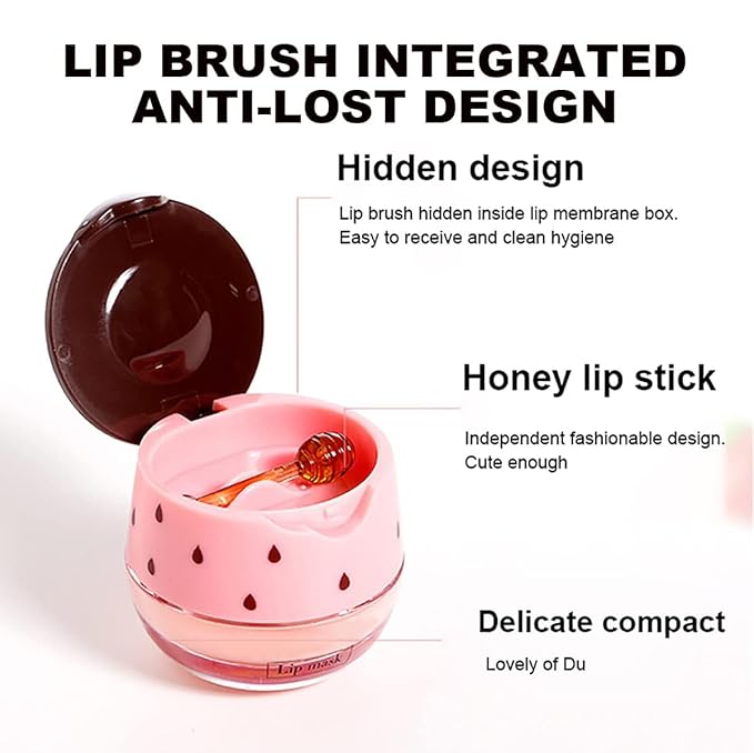 FYEBOO Fruit Lip Mask Set with Honey & Vitamin E, Moisturizing Overnight - Image 2