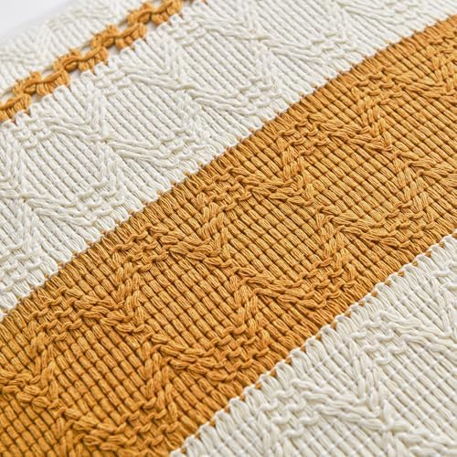Fancy Homi Set of 1 Mustard Yellow Fall Decorative Throw Pillow Cover 20x20 Inch - Image 4