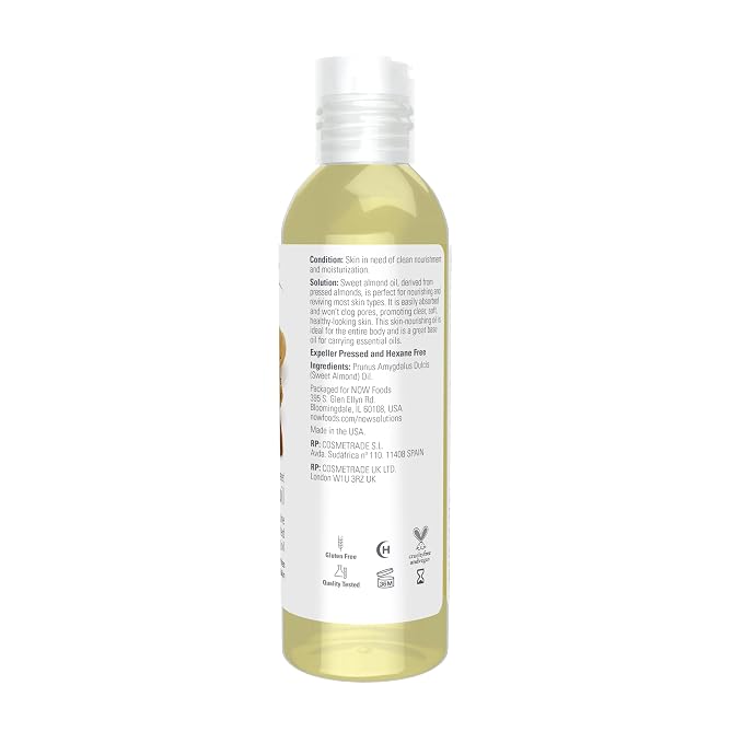 NOW Foods Solutions, Sweet Almond Oil, 100% Pure Moisturizing Oil, Promotes - Image 2