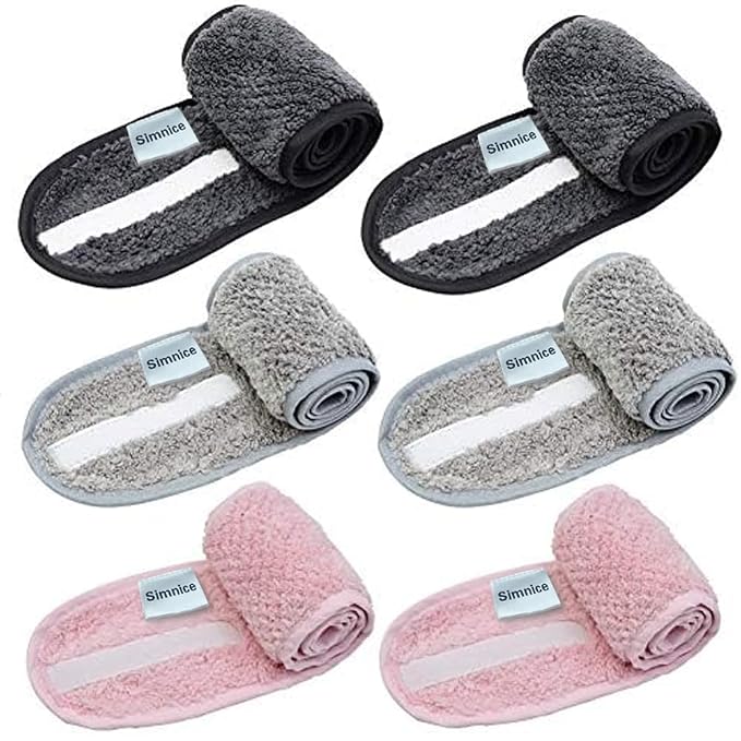 Simnice 6 Pieces Spa Facial Headbands Adjustable Head Wraps - Image 4