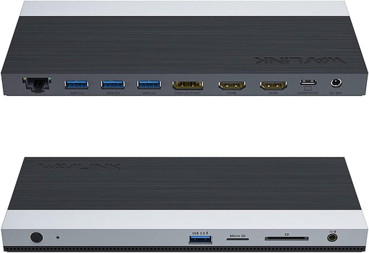 WAVLINK USB C Docking Station 4K Triple Display (2 HDMI + 1 Displayport) with 100W PC Charging, Gigabit Ethernet, 4 USB 3.0, SD/TF Card Slot, Audio, for Dell HP MacBook Lenovo and Other USB C Laptops