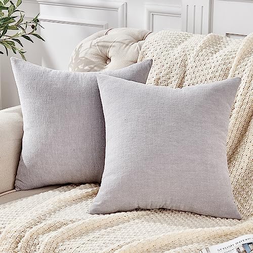 GAWAMAY Light Gray Chenille Throw Pillow Covers 24x24 Set of 2 by GAWAMAY