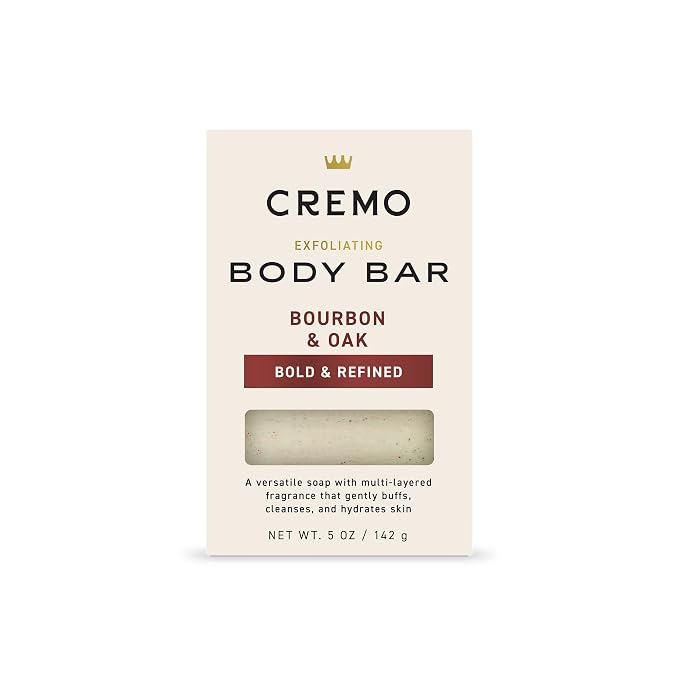 Cremo Exfoliating Body Bar for Men, Bourbon & Oak Scent, Cleanses and Hydrates by CremoCompany